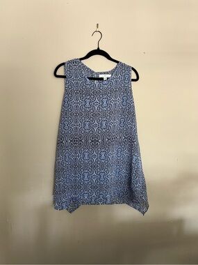 Fever Blue and White Geometric Tank Top